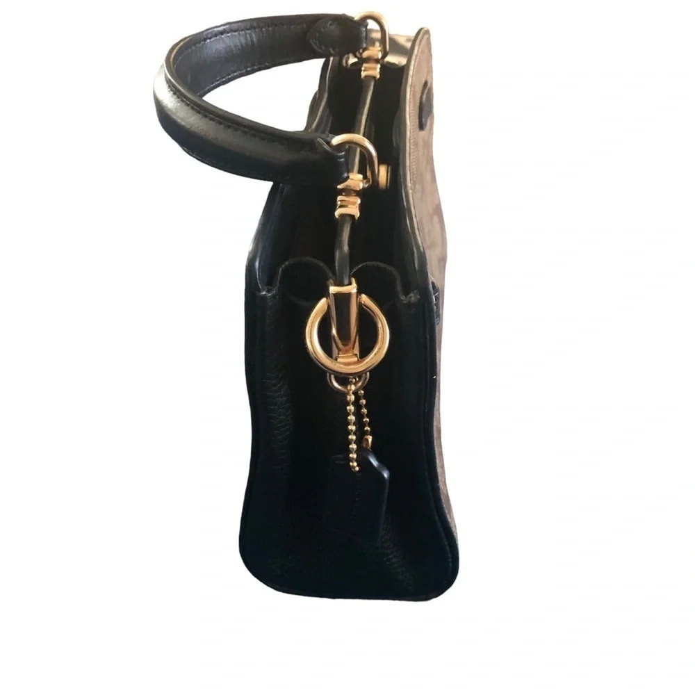 Coach Mini Lane Top Handle In Blocked Signature Canvas Pockets Leather Designer